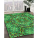 Machine Washable Transitional Neon Green Rug in a Family Room, wshpat3675grn