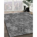 Machine Washable Transitional Black Rug in a Family Room, wshpat3675gry