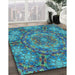 Patterned Blue Rug in Family Room, pat3675lblu