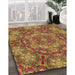 Patterned Yellow Rug in Family Room, pat3675org