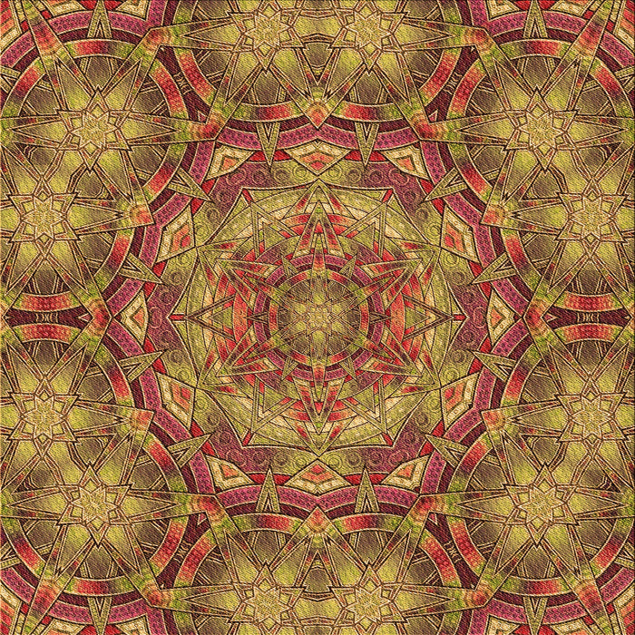 Round Patterned Yellow Rug, pat3675org