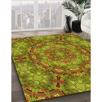 Patterned Dark Bronze Brown Rug, pat3675yw