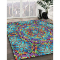 Patterned Blue Green Modern Rug, pat3675