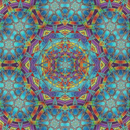 Square Patterned Blue Green Modern Rug, pat3675