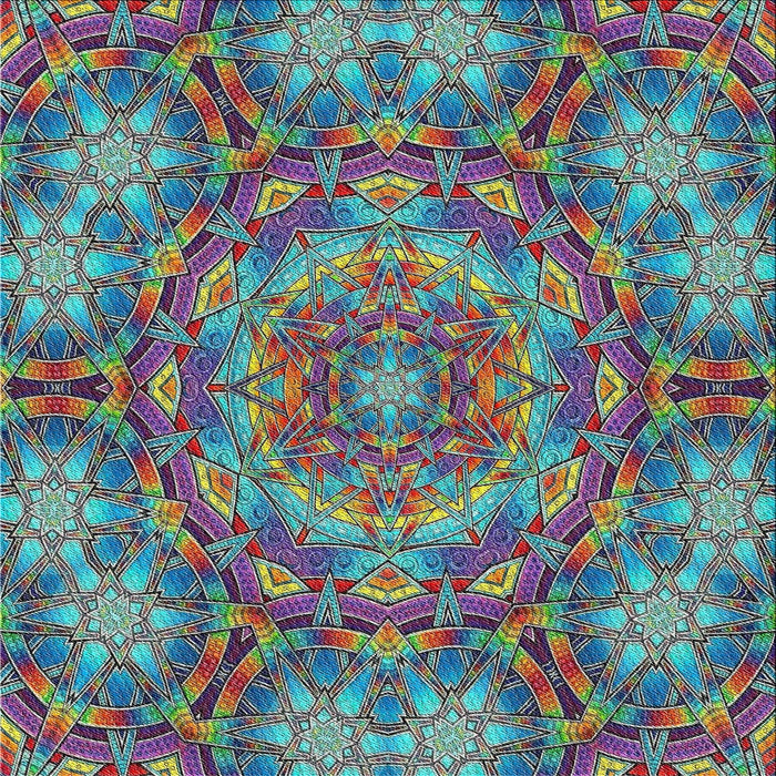 Square Patterned Blue Green Modern Rug, pat3675