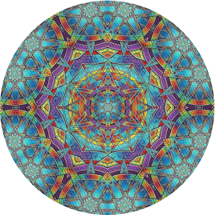 Square Machine Washable Transitional Blue Green Rug, wshpat3675