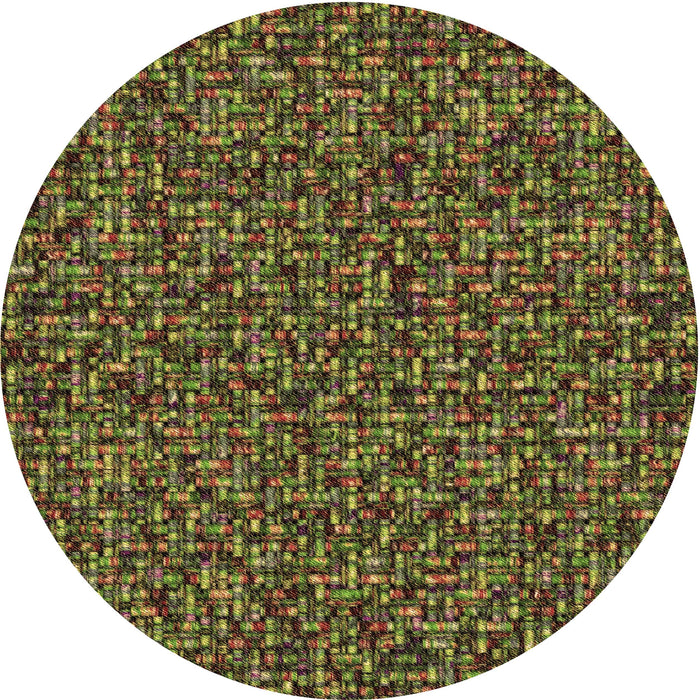 Square Machine Washable Transitional Dark Yellow Green Rug in a Living Room, wshpat3676brn