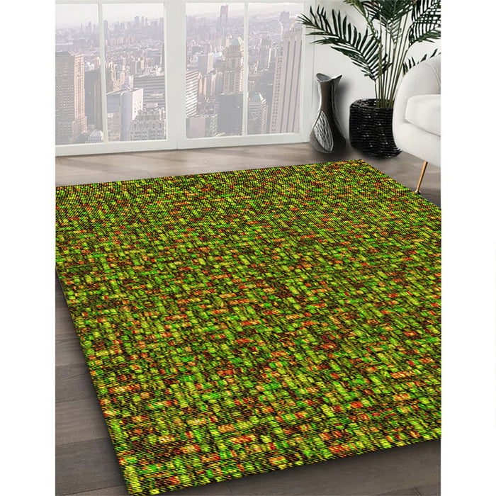 Machine Washable Transitional Pistachio Green Rug in a Family Room, wshpat3676yw