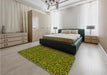 Patterned Pistachio Green Rug in a Bedroom, pat3676yw