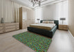 Machine Washable Transitional Green Rug in a Bedroom, wshpat3676