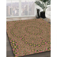 Patterned Brown Red Rug, pat3677brn