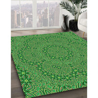 Patterned Neon Green Rug, pat3677grn