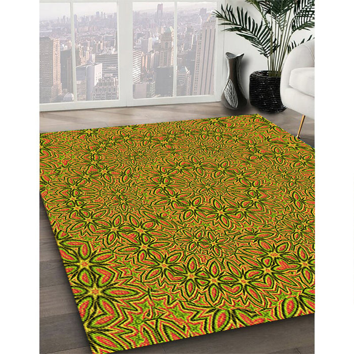 Machine Washable Transitional Pistachio Green Rug in a Family Room, wshpat3677yw