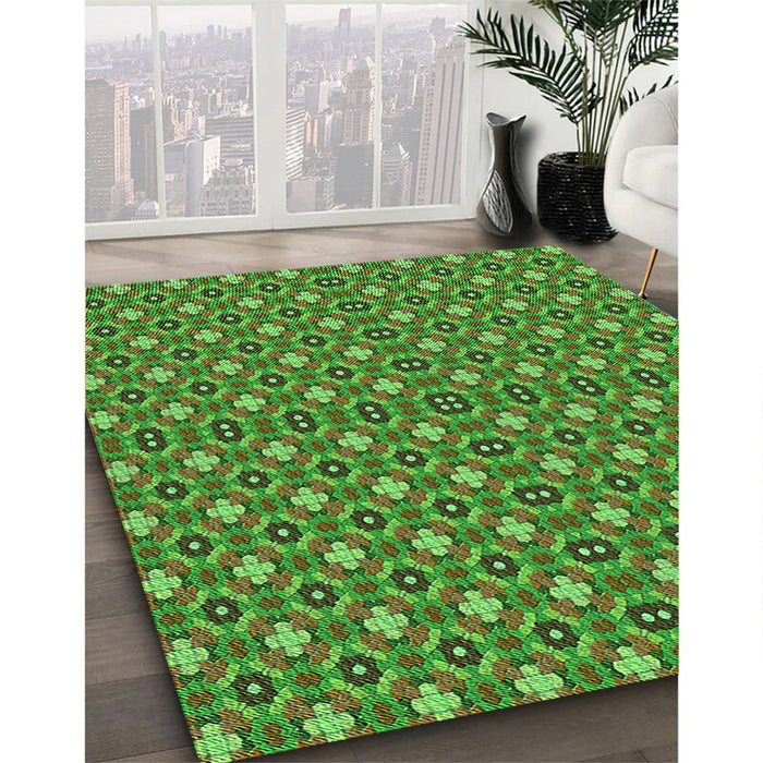 Machine Washable Transitional Seaweed Green Rug in a Family Room, wshpat3678grn
