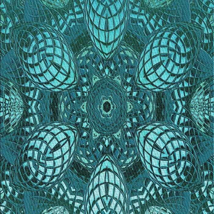Patterned Dark Turquoise Green Rug, pat3679lblu