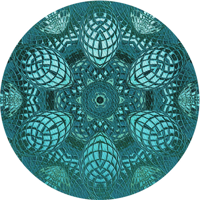 Square Patterned Dark Turquoise Green Rug, pat3679lblu