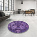 Round Patterned Purple Rug in a Office, pat3679pur