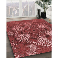 Patterned Cranberry Red Rug, pat3679rd