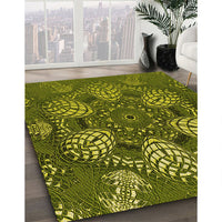 Patterned Green Rug, pat3679yw