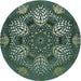 Sideview of Patterned Dark Forest Green Modern Rug, pat3679