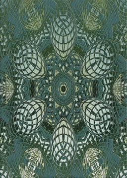 Patterned Dark Forest Green Modern Rug, pat3679