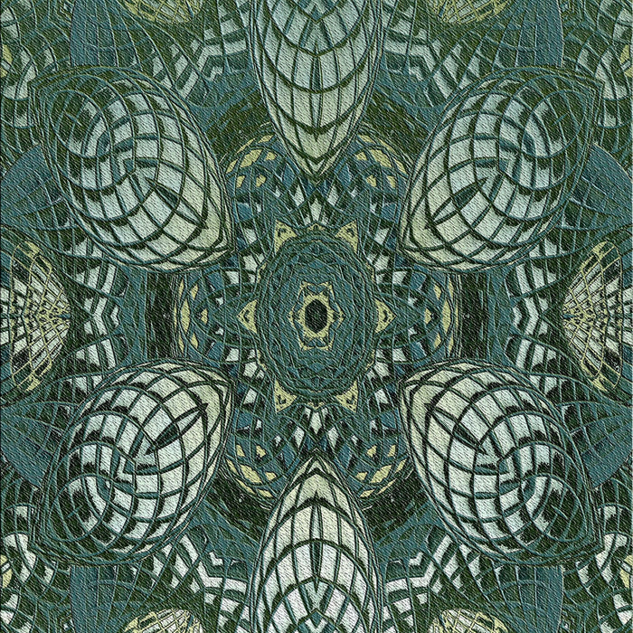 Patterned Dark Forest Green Modern Rug, pat3679