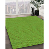 Patterned Dark Lime Green Rug, pat368grn