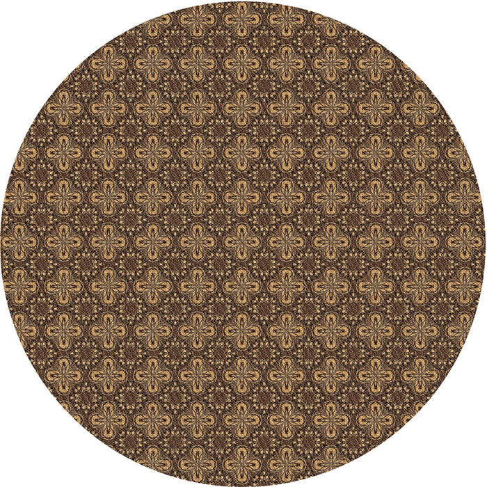 Square Patterned Cinnamon Brown Rug, pat3680brn