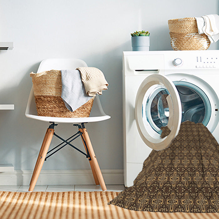 Machine Washable Transitional Cinnamon Brown Rug in a Washing Machine, wshpat3680brn