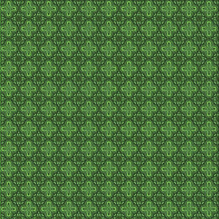 Round Patterned Deep Emerald Green Rug, pat3680grn