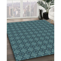 Patterned Deep-Sea Blue Rug, pat3680lblu