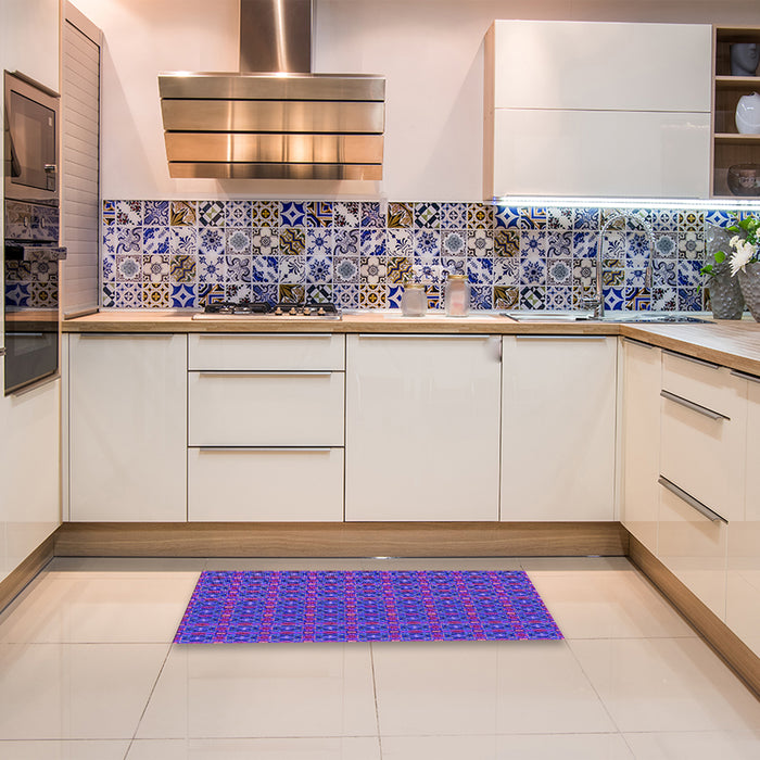 Machine Washable Transitional Blue Lotus Blue Rug in a Bedroom, wshpat3681pur