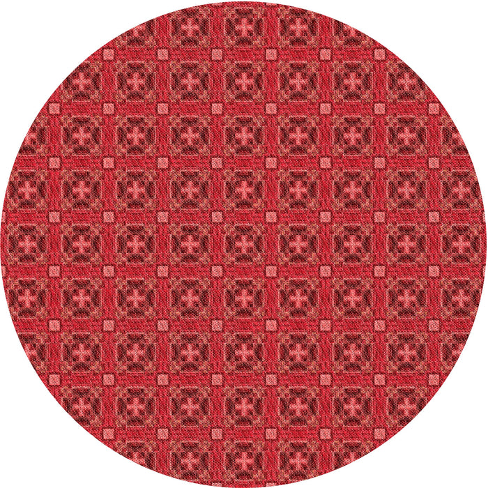 Square Patterned Red Rug, pat3681rd