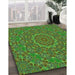 Machine Washable Transitional Army Green Rug in a Family Room, wshpat3682grn