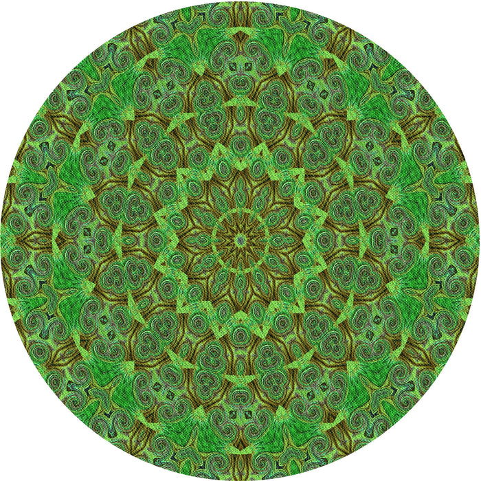 Square Patterned Army Green Rug, pat3682grn