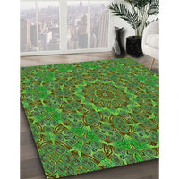 Patterned Army Green Rug, pat3682grn