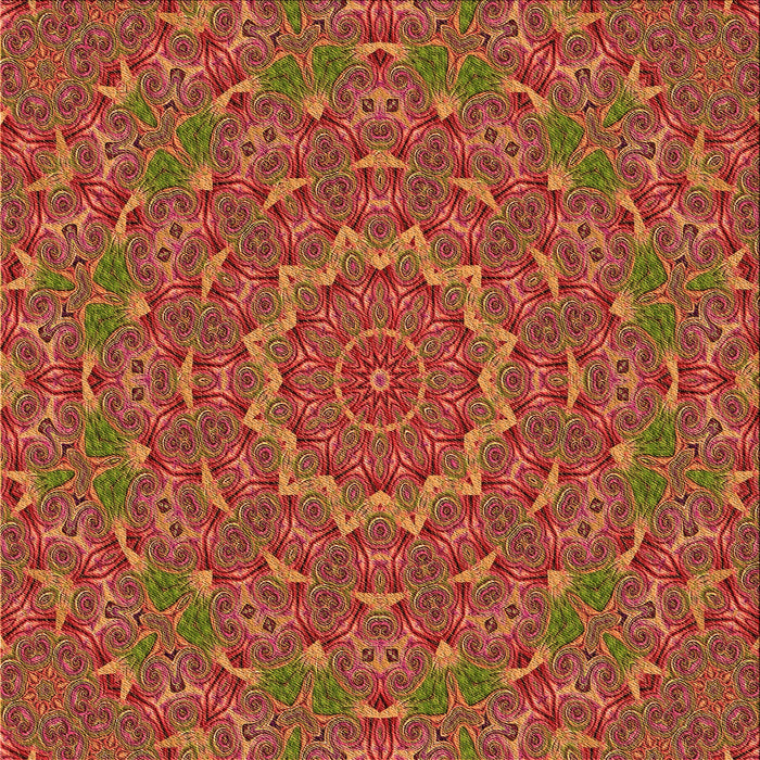 Round Patterned Orange Rug, pat3682org