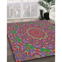 Patterned Dark Raspberry Purple Modern Rug, pat3682