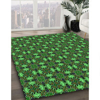 Patterned Dark Forest Green Rug, pat3683grn