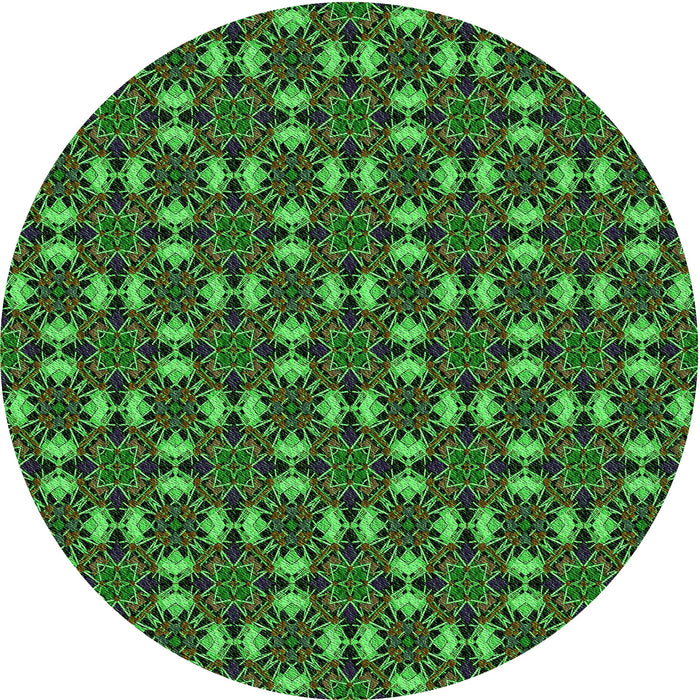 Square Machine Washable Transitional Dark Forest Green Rug in a Living Room, wshpat3683grn