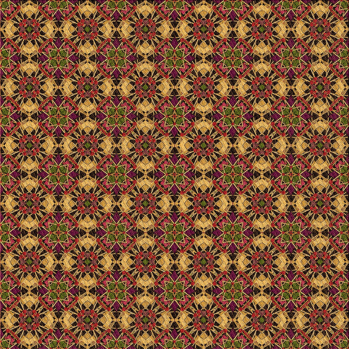 Round Patterned Deep Red Rug, pat3683org