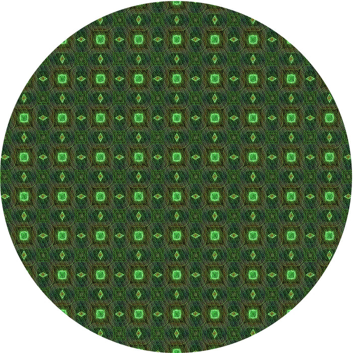 Square Machine Washable Transitional Dark Forest Green Rug in a Living Room, wshpat3684grn