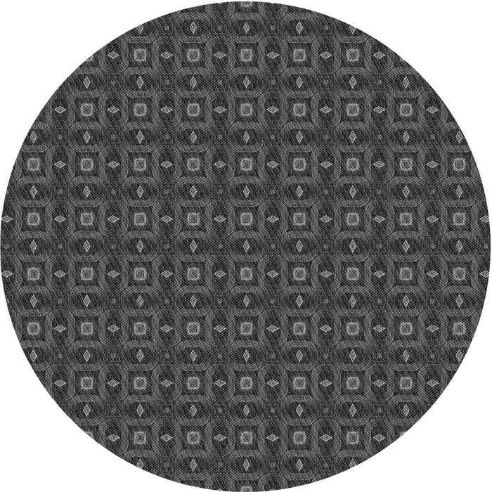 Square Patterned Charcoal Black Rug, pat3684gry