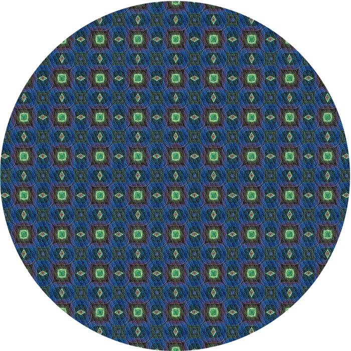 Square Patterned Deep-Sea Blue Rug, pat3684lblu