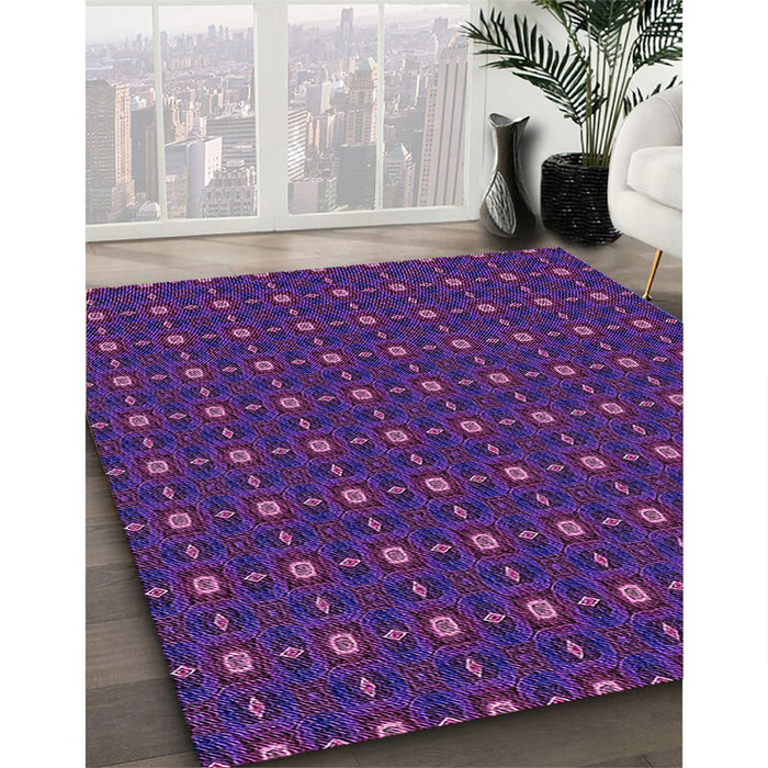Patterned Dark Orchid Purple Rug in Family Room, pat3684pur