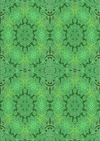 Machine Washable Transitional Neon Green Rug, wshpat3685grn