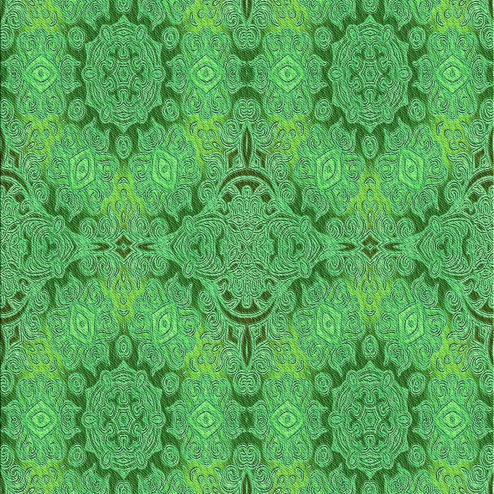 Machine Washable Transitional Neon Green Rug, wshpat3685grn