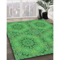 Patterned Neon Green Rug, pat3685grn