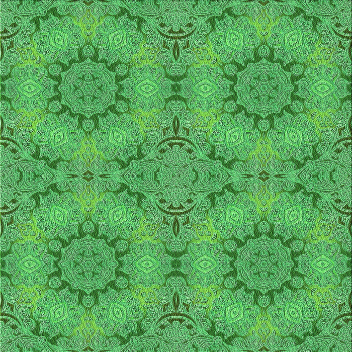 Round Patterned Neon Green Rug, pat3685grn