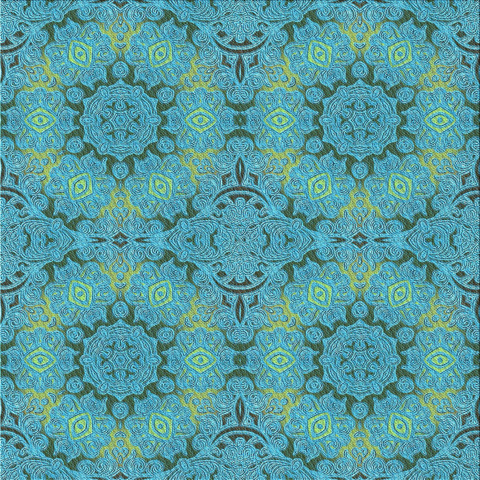 Round Machine Washable Transitional Dark Cyan Green Rug, wshpat3685lblu